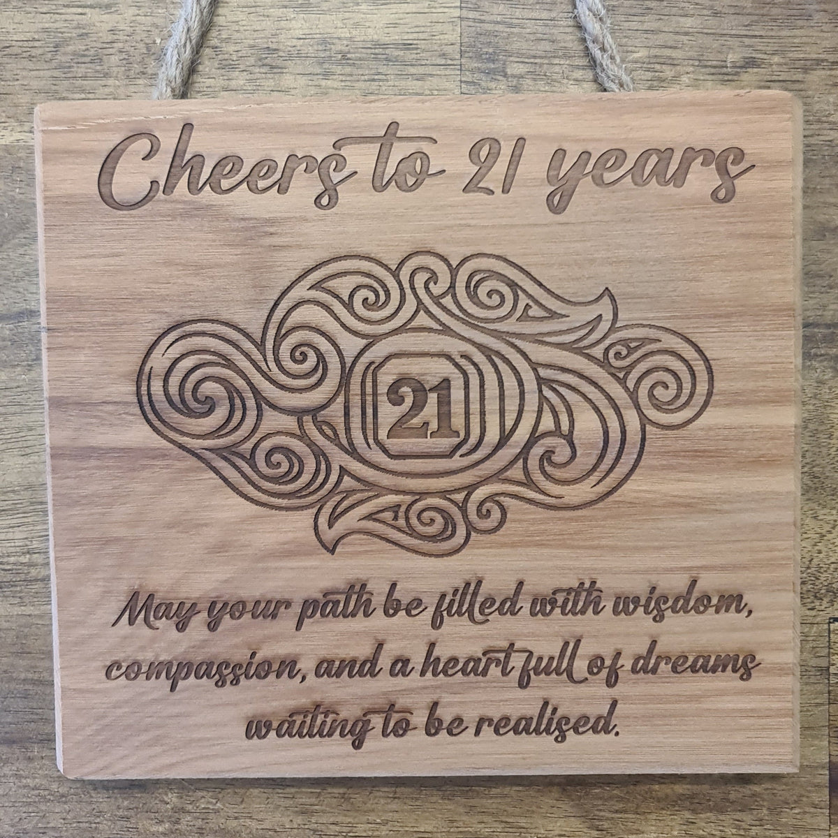 Cheers to 21 Years Hanging Plaque