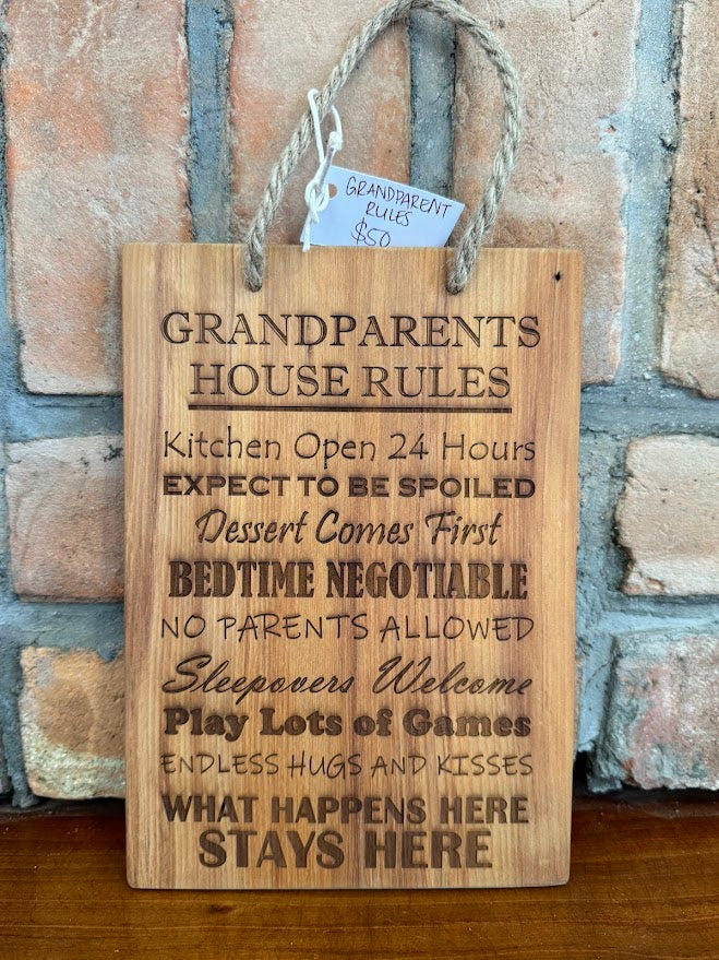 Grandparent's House Rules Hanging Panel